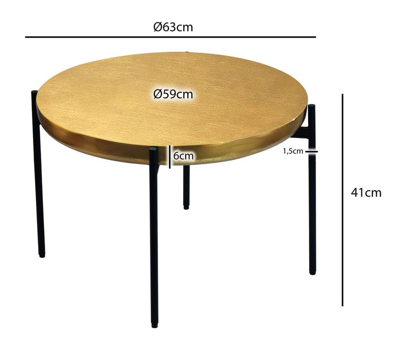 Couchtisch Rund Gold aus Aluminium - Orientalischer Wohnzimmertisch
