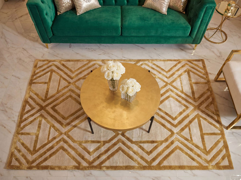 Couchtisch Rund Gold aus Aluminium - Orientalischer Wohnzimmertisch