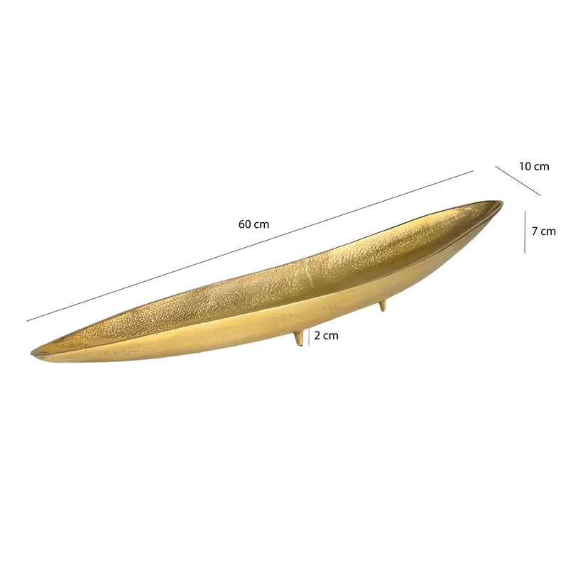 Dekoschale Gold 60 cm Aluminium – schmale Metallschale Wohnzimmer