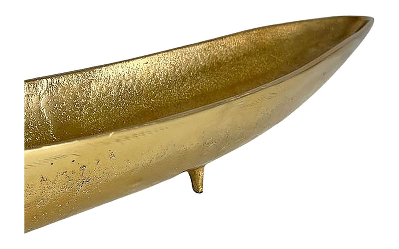 Dekoschale Gold 80 cm aus Aluminium – schmale Metallschale Handmade
