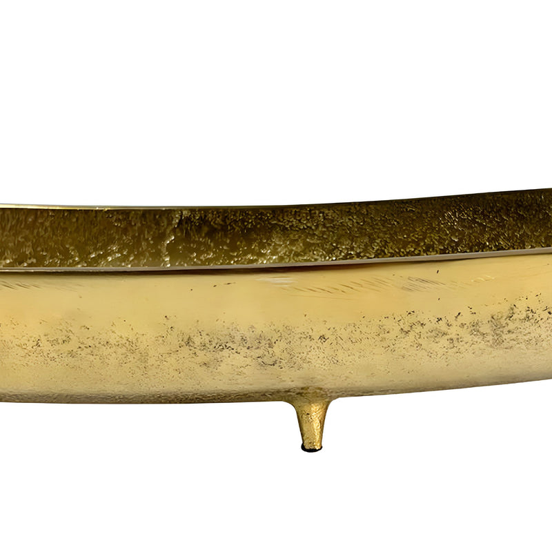 Dekoschale Gold 80 cm aus Aluminium – schmale Metallschale Handmade