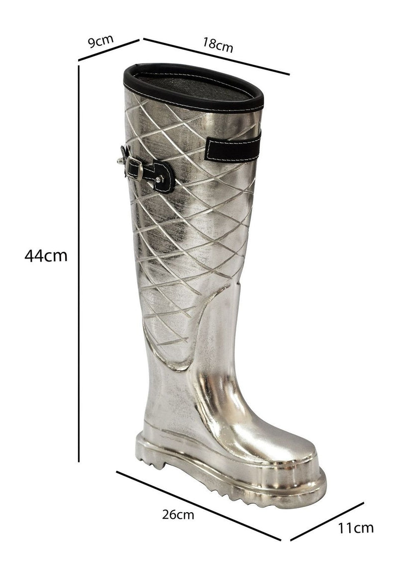 Schirmständer Stiefel-Form Aluminium Silber, 44 cm für den Flur