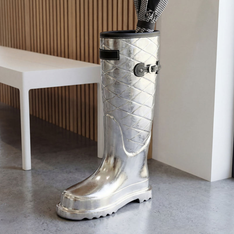 Schirmständer Stiefel-Form Aluminium Silber, 44 cm für den Flur