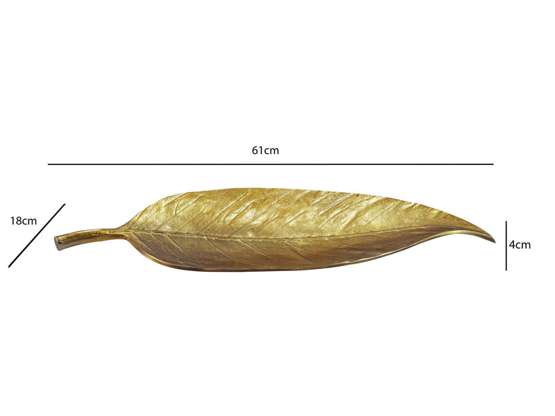 Dekoschale Blatt Wohnling Gold, 61 cm Aluminium für Wohnzimmer & Flur