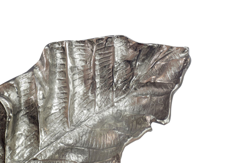 Dekoschale Blatt Aluminium Silber, 67 cm - Wohnling Tischdeko