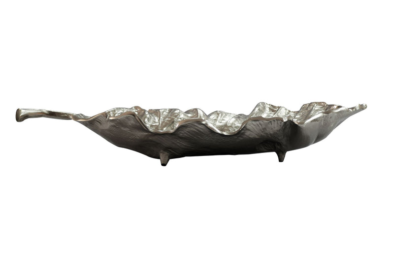 Dekoschale Blatt Aluminium Silber, 67 cm - Wohnling Tischdeko