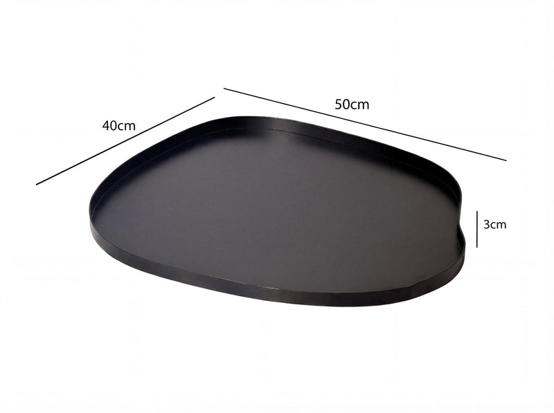 Wohnling Dekotablett Metall 50 cm Schwarz, organisch, handgefertigt