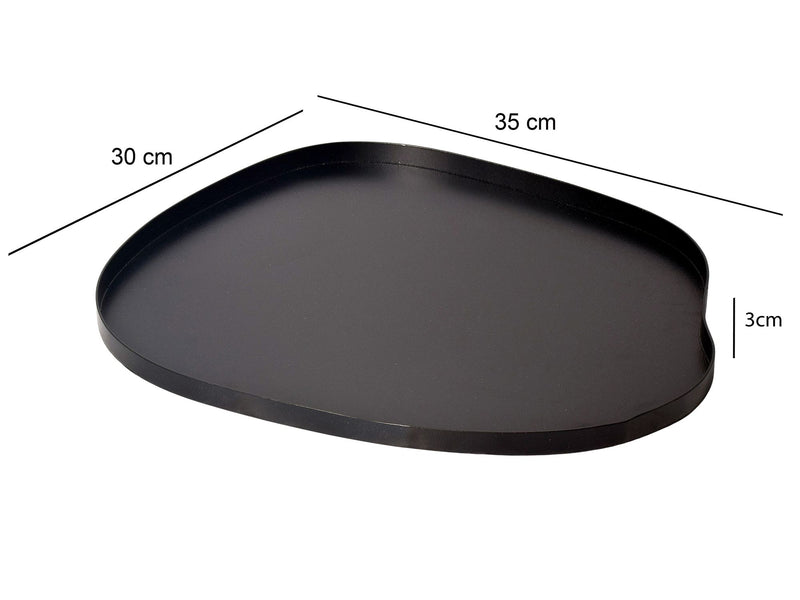 Dekotablett Metall Schwarz 35 cm, organisches Design, Handmade