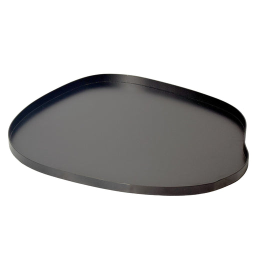 Dekotablett Metall Schwarz 35 cm in organischer Form mit geschwungenen Kanten, Gesamtansicht von oben.