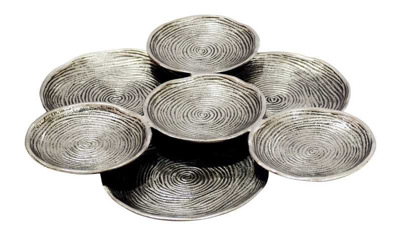Dekoschale Silber 44 cm rund aus Aluminium – handgefertigte Obstschale