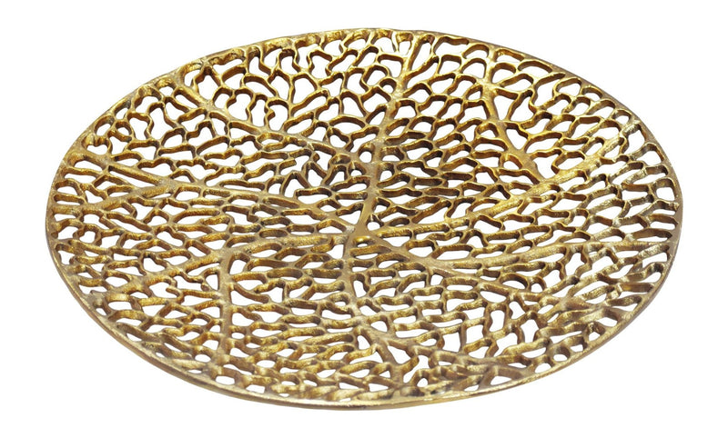 Wohnling Dekoschale Gold 44 cm Aluminium – Handmade Obstschale
