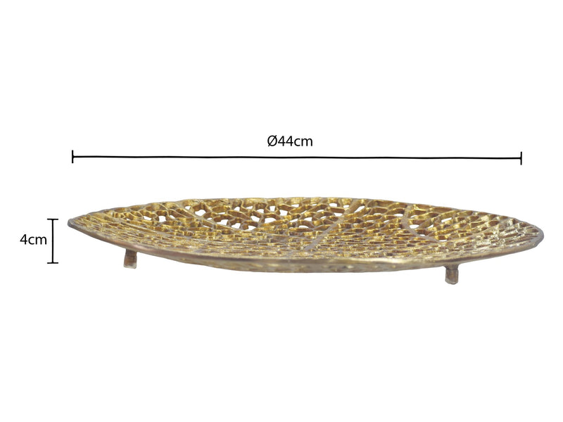Wohnling Dekoschale Gold 44 cm Aluminium – Handmade Obstschale