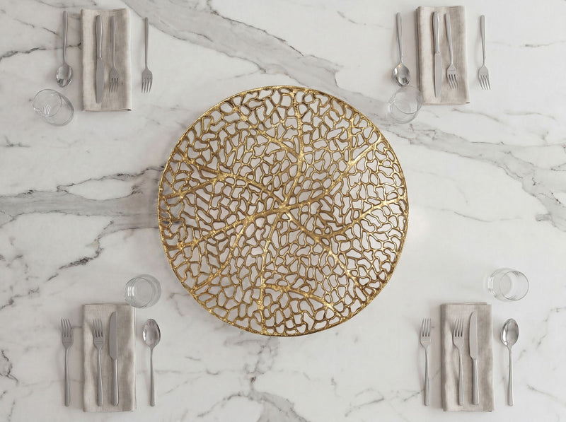 Wohnling Dekoschale Gold 44 cm Aluminium – Handmade Obstschale