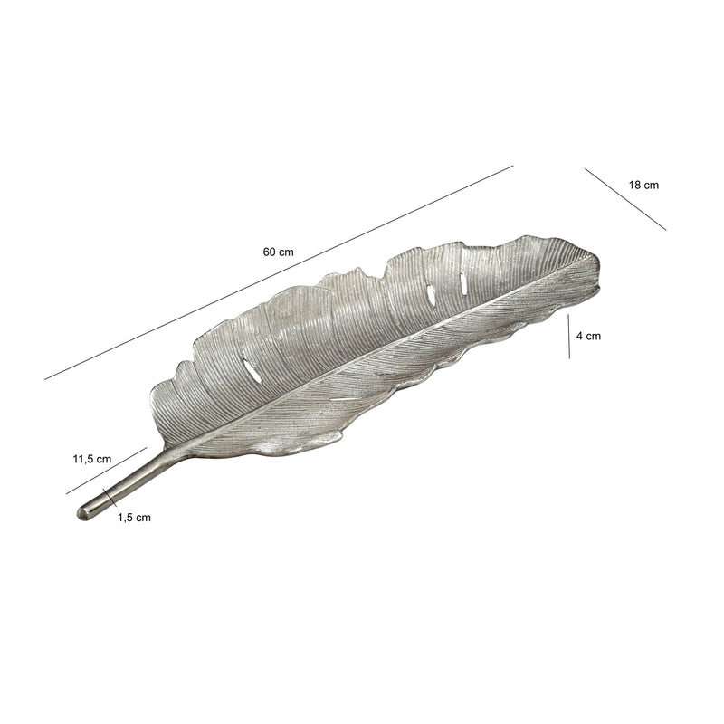Dekoschale Blatt Wohnling Silber 60 cm aus lackiertem Aluminium