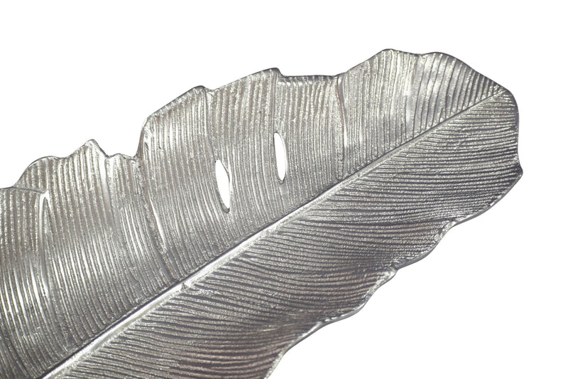 Dekoschale Blatt Wohnling Silber 60 cm aus lackiertem Aluminium