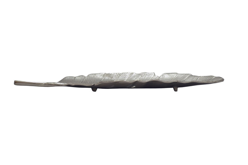 Dekoschale Blatt Wohnling Silber 60 cm aus lackiertem Aluminium
