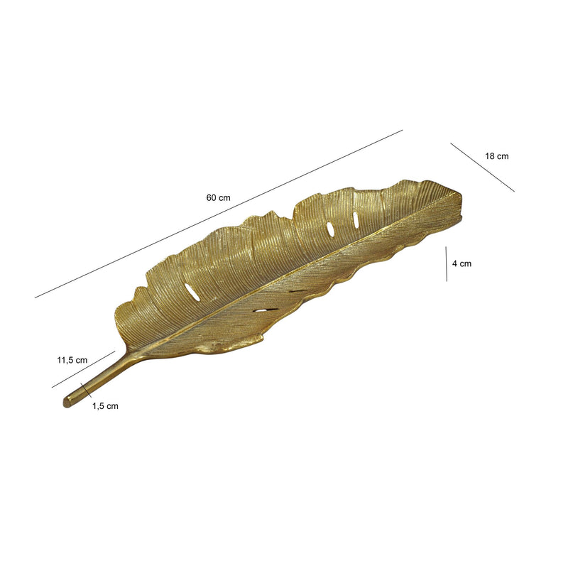 Dekoschale Blatt Gold aus Aluminium, 60 cm, handgefertigt - Wohnling