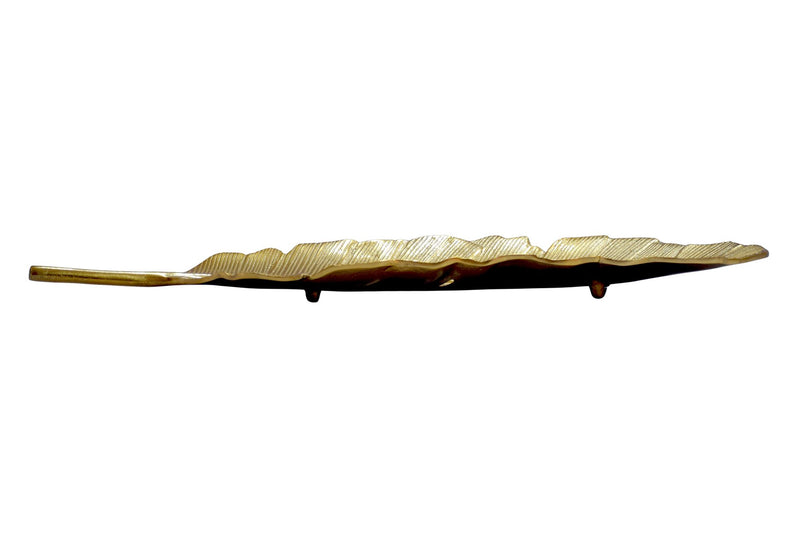 Dekoschale Blatt Gold aus Aluminium, 60 cm, handgefertigt - Wohnling