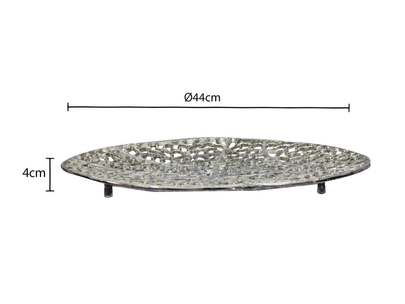 Dekoschale Silber aus Aluminium, 44 cm – Handmade Obstschale für Flur