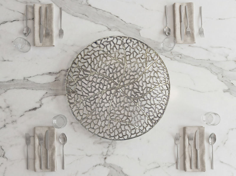 Dekoschale Silber aus Aluminium, 44 cm – Handmade Obstschale für Flur