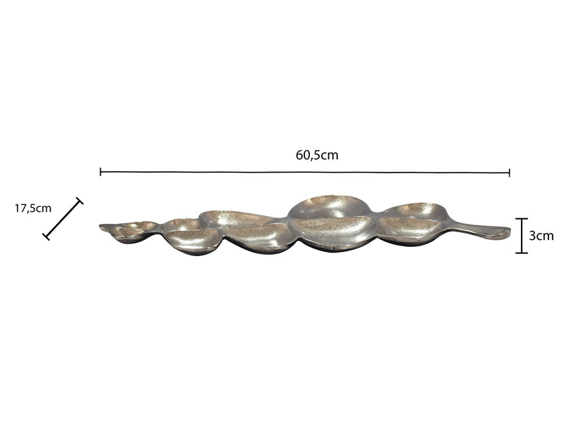 Dekoschale Blattform Silber, Handmade Aluminium-Tischdeko 60cm