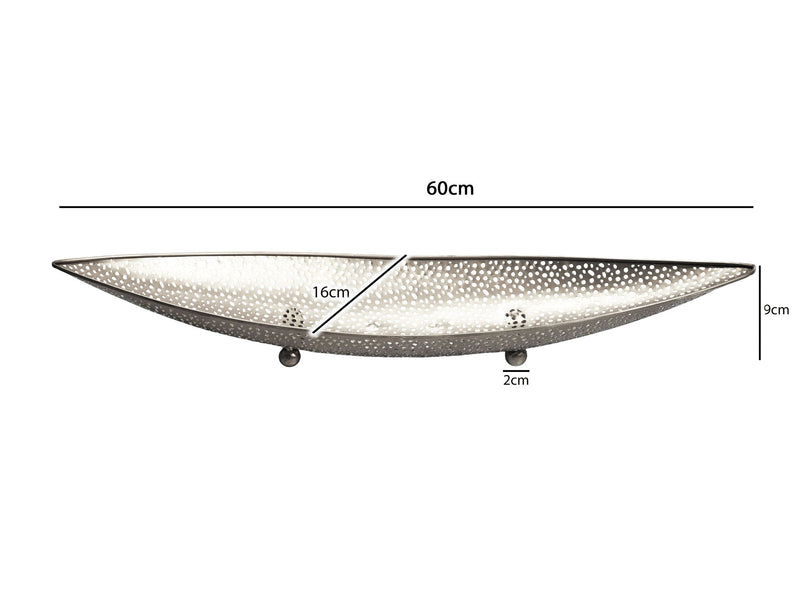 Obstschale Silber Oval 60 cm mit Lochmuster aus Metall von Wohnling