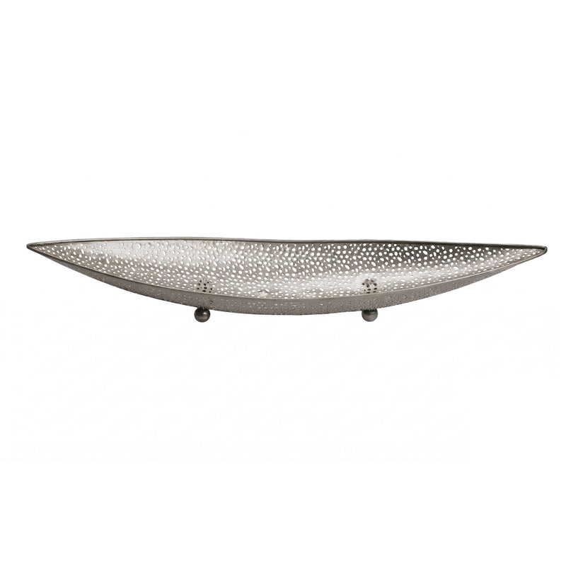 Obstschale Silber Oval 60 cm mit Lochmuster aus Metall von Wohnling