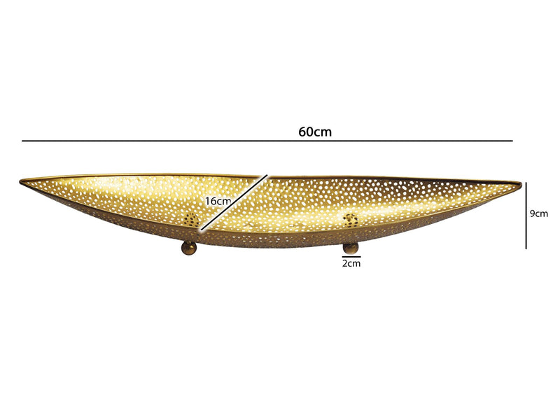 Obstschale Gold Oval 60 cm mit Lochmuster, Dekoschale aus Metall