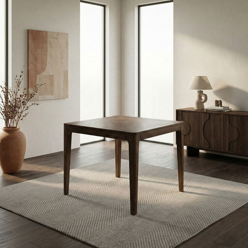 Esstisch Mango 80x80 cm Walnuss-Finish, Massivholz für 4 Personen