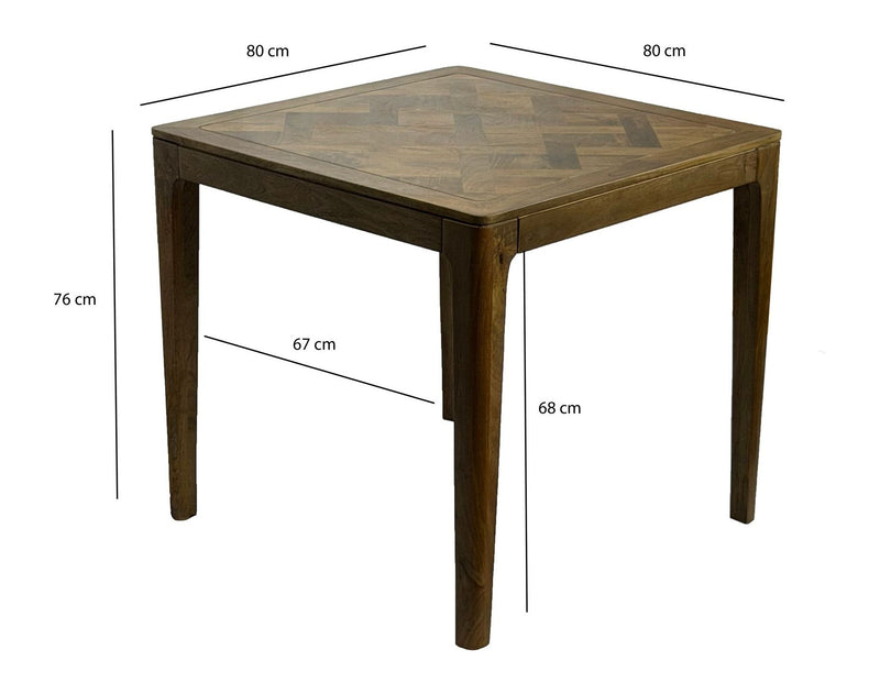 Esstisch Mango 80x80 cm Walnuss-Finish, Massivholz für 4 Personen