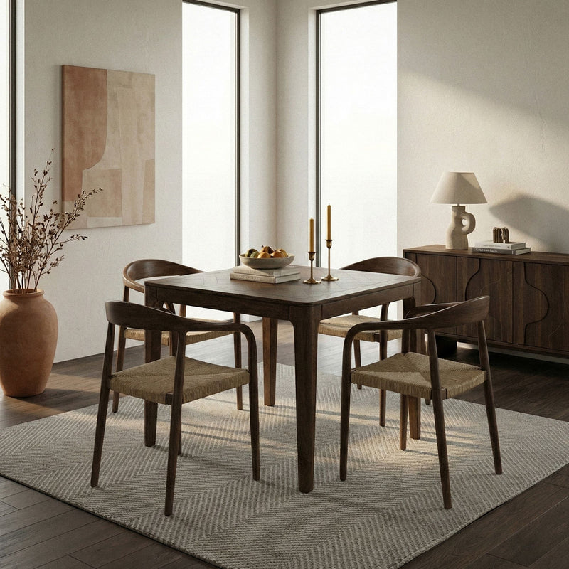 Esstisch Mango 80x80 cm Walnuss-Finish, Massivholz für 4 Personen