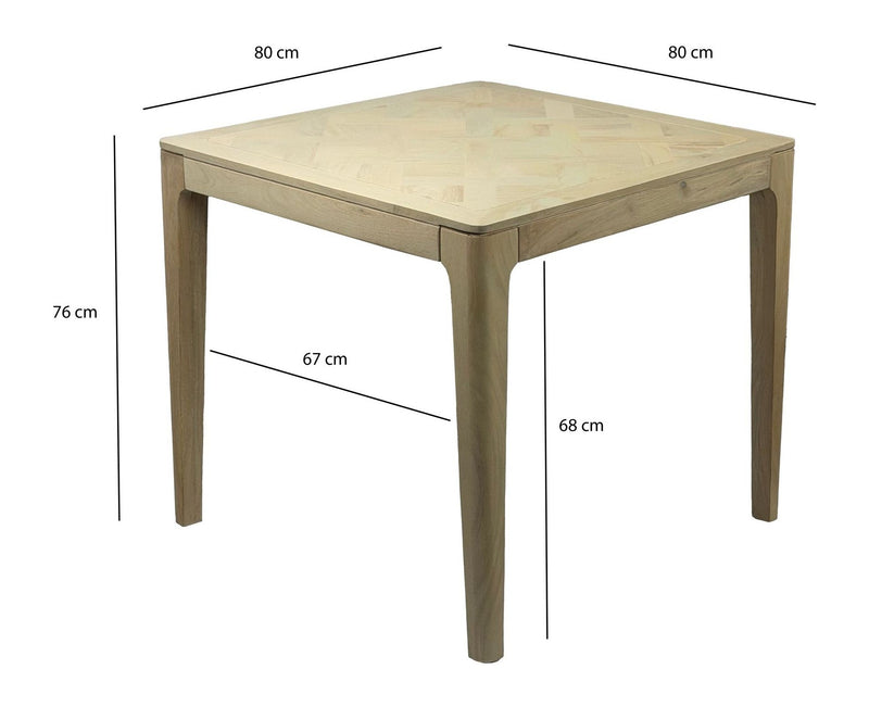 Esstisch Mango Massivholz 80x80 cm White Wash für 4 Personen