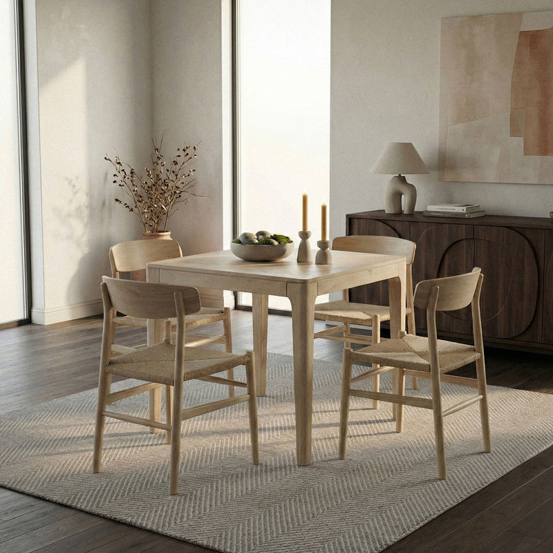 Esstisch Mango Massivholz 80x80 cm White Wash für 4 Personen