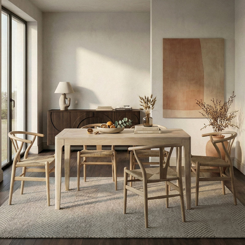 Esstisch Mango Massivholz White Wash 120x60 cm für Esszimmer & Küche