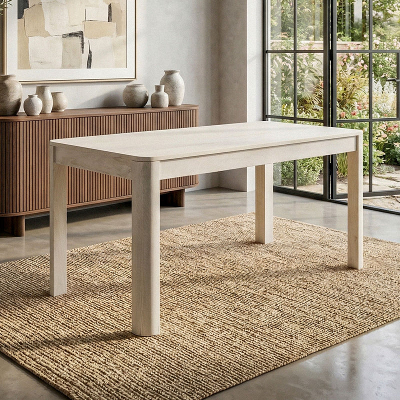Esstisch Mango Massivholz White Wash, Küchentisch für 4-6 Personen