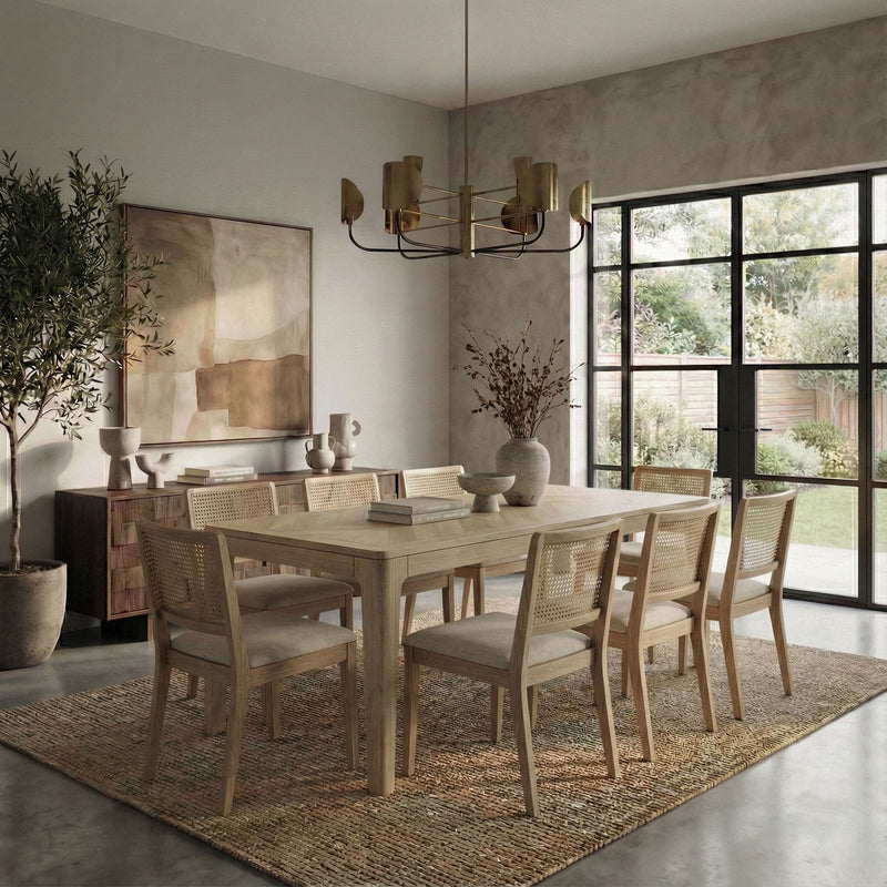 Esstisch Mango Massivholz White Wash, Küchentisch für 4-6 Personen