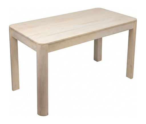 Esstisch Mango Massivholz White Wash in Gesamtansicht mit rechteckiger Tischplatte und massiven Holzbeinen.