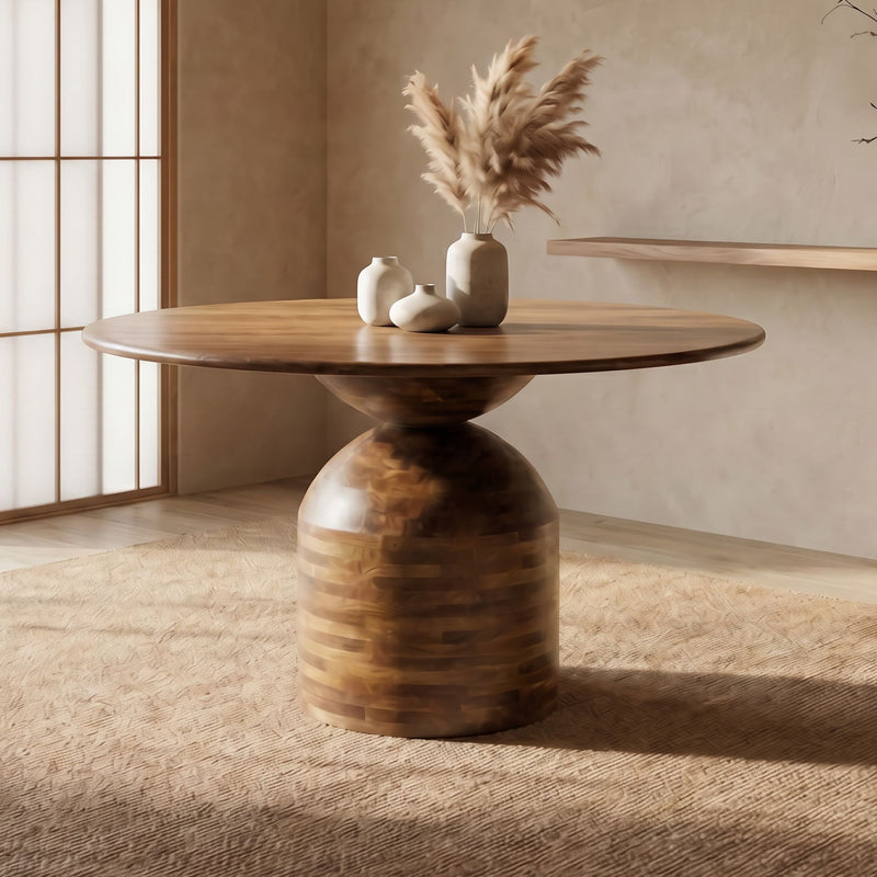 Esszimmertisch Rund 120 cm aus Mango Massivholz für Küche