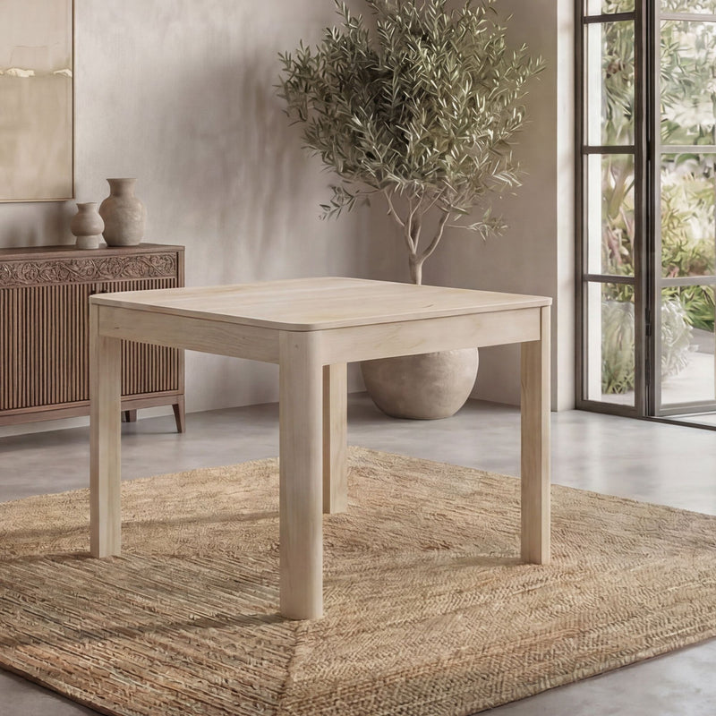 Esstisch Mango 80x80 cm White Wash, Massivholztisch für 4 Personen