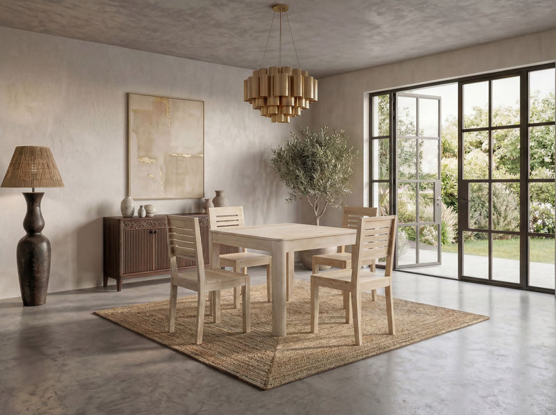 Esstisch Mango 80x80 cm White Wash, Massivholztisch für 4 Personen