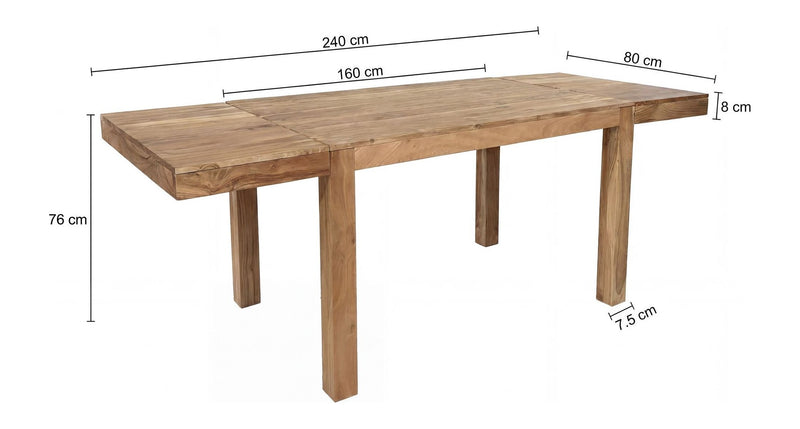 Esszimmertisch Akazie 160-240cm ausziehbar, Massivholz für 10 Personen