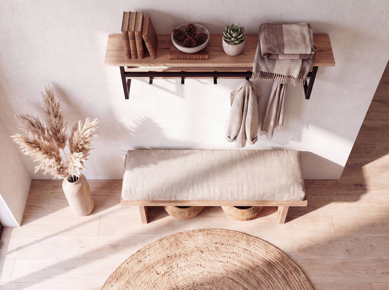 Wandgarderobe Akazie 100 cm mit Ablage & Kleiderstange, Wohnling