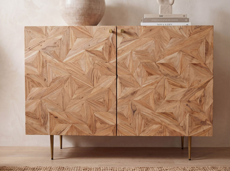 Hausbar Akazie Massivholz mit Weinregal von Wohnling, 90 cm