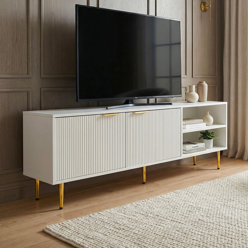 Wohnling Lowboard Lamellenfront 150 cm TV Board mit Metallbeinen
