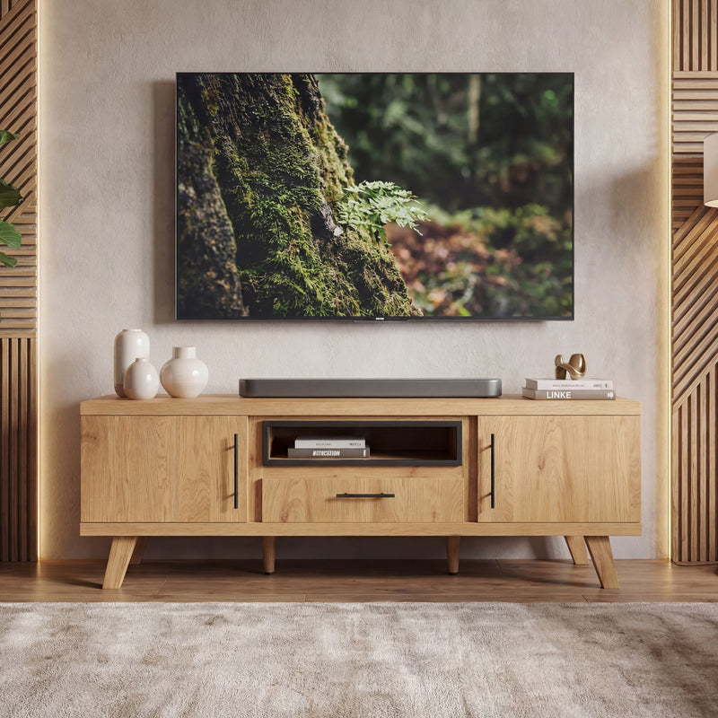 TV Lowboard Eiche Dekor 150 cm mit 2 Türen und Schublade, Wohnling