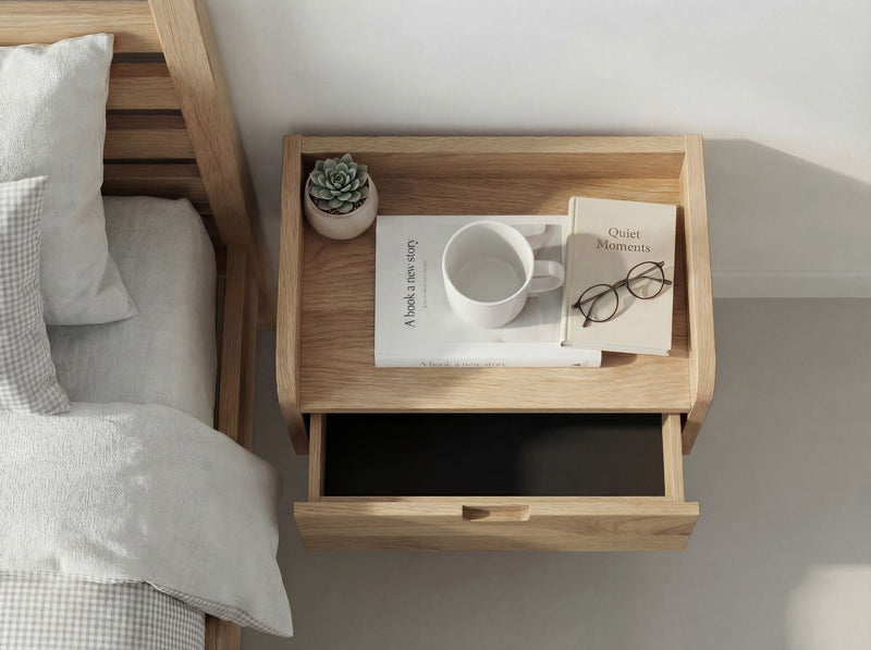 Nachtkonsole Akazie Massivholz, Braun mit Schublade für Boxspringbett