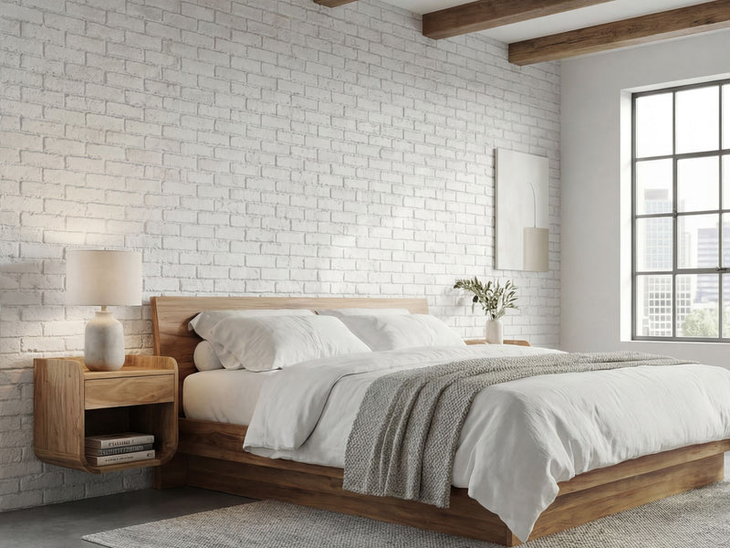 Nachtkonsole Akazie Massivholz Braun mit Schublade für Wandmontage