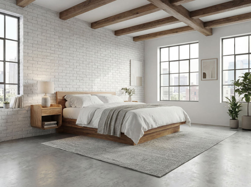 Nachtkonsole Akazie Massivholz Braun mit Schublade für Wandmontage
