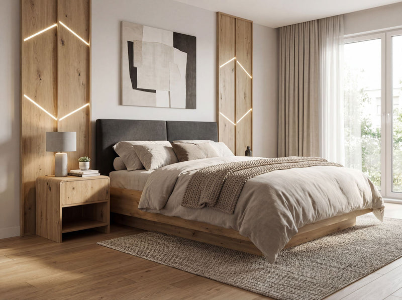 Nachttisch Eiche Dekor Wohnling mit Schublade fürs Boxspringbett