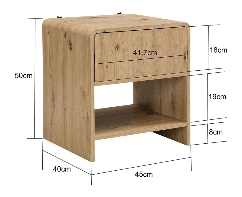 Nachttisch Eiche Dekor Wohnling mit Schublade fürs Boxspringbett